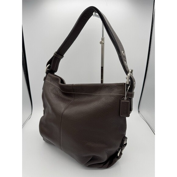 COACH Brown Pebble Leather Convertible Hobo Shoulder Bag F15064 EUC - Picture 3 of 15